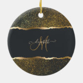 Modern Elegant Gold Touch Monogram Keramisch Ornament (Achterkant)
