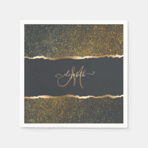 Modern Elegant Gold Touch Monogram Servet
