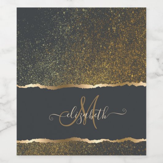 Modern Elegant Gold Touch Monogram Wijn Etiket (Enkel label)