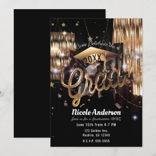 Modern Elegant Golden Glam Afstudeerder Party Afst Kaart