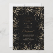 modern elegant goud botanisch uitgestelde bruiloft kaart (Voorkant)