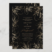 modern elegant goud botanisch uitgestelde bruiloft kaart (Voorkant / Achterkant)