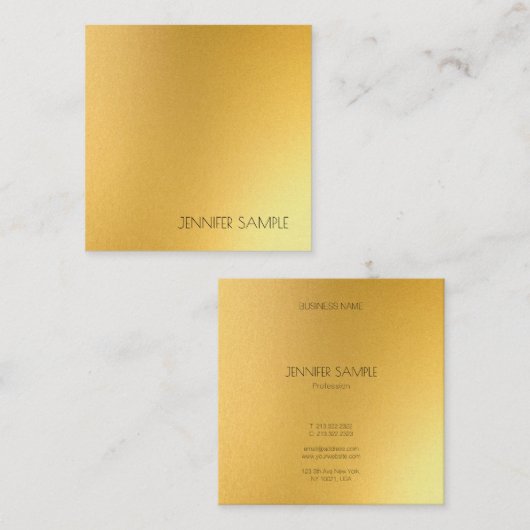 Modern Elegant Goud Eenvoudig Glam Sjabloon Luxe Vierkante Visitekaartje (Voorkant / Achterkant)
