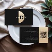 Modern Elegant Goud Monogram QR Code Visitekaartje