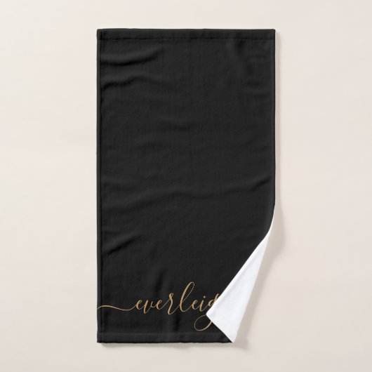 Modern Elegant Goud Script Naam Zwart Bad Handdoek (Handdoek)