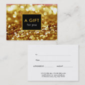 Modern Elegant Gouden Glitter Cadeaubon Kortingskaartje (Voorkant / Achterkant)