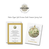 Modern Elegant Gouden Kerst Doodle Ornament Feestdagenkaart