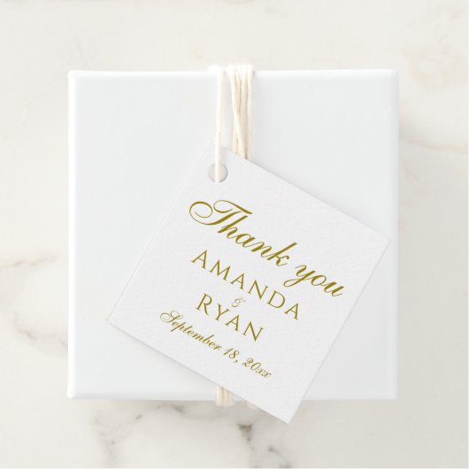 Modern Elegant Gouden Script Bruiloft Bedankjes Labels (In situ)