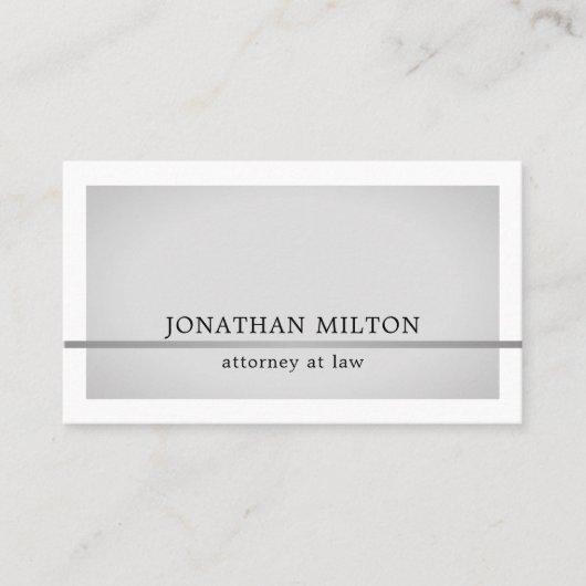 Modern Elegant Gray Faux Silver Line Attorney Visitekaartje (Voorkant)