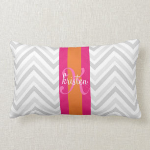 Modern Elegant Gray Pink Chevron Aangepast Kussen