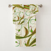 Modern Elegant Green Brown Swirls Pattern Bad Handdoek (Insitu)