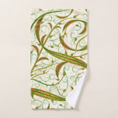 Modern Elegant Green Brown Swirls Pattern Bad Handdoek (Handdoek)
