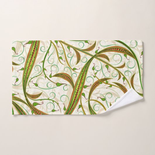 Modern Elegant Green Brown Swirls Pattern Bad Handdoek (Handdoek)