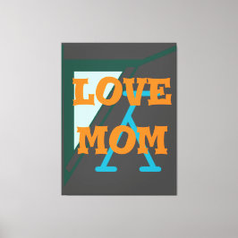 Modern elegant_green_gray_oranje_love mamma_design canvas afdruk