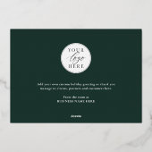 Modern Elegant Green Happy Holidays Business Folie Feestdagenkaart (Achterkant)