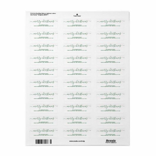Modern elegant Green-kerstscript Etiket (Full Sheet)