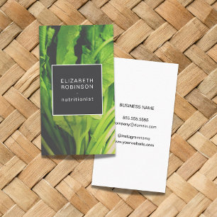 Modern Elegant Green Leaves Nutritionist Visitekaartje