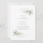 Modern Elegant Greenery Minimalist Wedding Kaart (Voorkant)