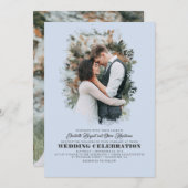 Modern Elegant Greenery Photo Overlay Wedding Kaart (Voorkant / Achterkant)