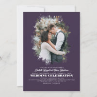 Modern Elegant Greenery Photo Overlay Wedding