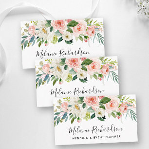 Modern Elegant Greenery Pink Blush Floral Visitekaartje