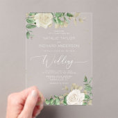 Modern Elegant Greenery Wedding Acryl Uitnodigingen (Insitu (Draagbaar))