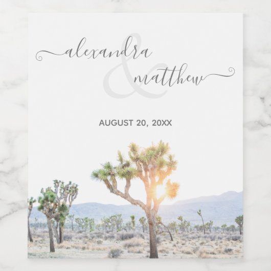 Modern Elegant Greenery Wedding Joshua Tree Wijn Etiket (Enkel label)