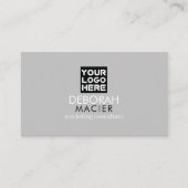 Modern Elegant Grey Visitekaartje met Logo Afbeeld (Voorkant)