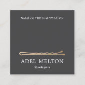 Modern Elegant Grijs Faux Goud Haar Pin Salon Klantenkaartje (Voorkant)