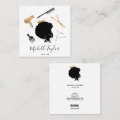 Modern Elegant Haarstylist Afro American Woman Vierkante Visitekaartje (Voorkant / Achterkant)