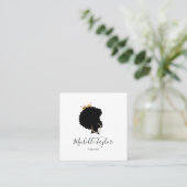 Modern Elegant Haarstylist Afro American Woman Vierkante Visitekaartje (Staand voorkant)