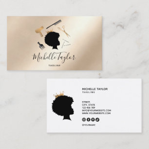 Modern Elegant Haarstylist Afro American Woman Visitekaartje