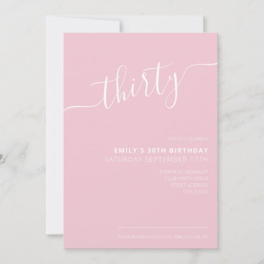 Modern Elegant Hand Lettered Script 30th Birthday Kaart (Voorkant)