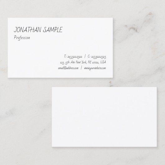 Modern Elegant Hand Script Simple Sjabloon Trendy Visitekaartje (Voorkant / Achterkant)