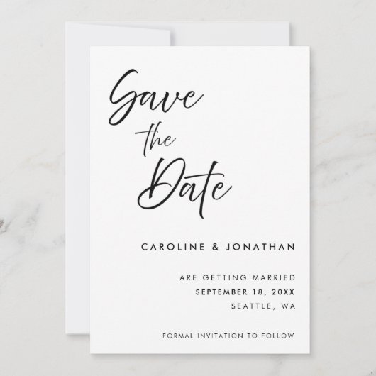 Modern elegant handgeschreven script | Bruiloft Save The Date (Voorkant)