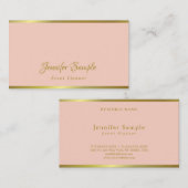 Modern Elegant Handgeschreven Script Roze Goud Tre Visitekaartje (Voorkant / Achterkant)