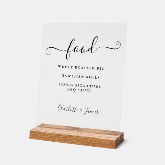 Modern Elegant Handtekening Script Food Menu Acryl Bord (Hoek)