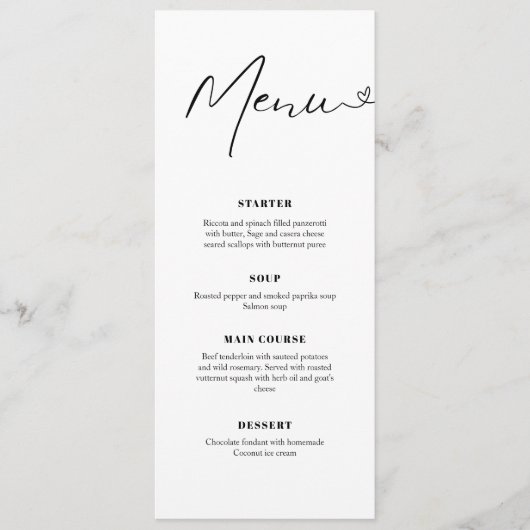 Modern Elegant Handwriting Wedding Dinner  Menu (Voorkant)