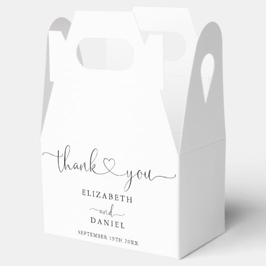 Modern Elegant Hart Script Bruiloft Bedankdoosjes (Geopend)