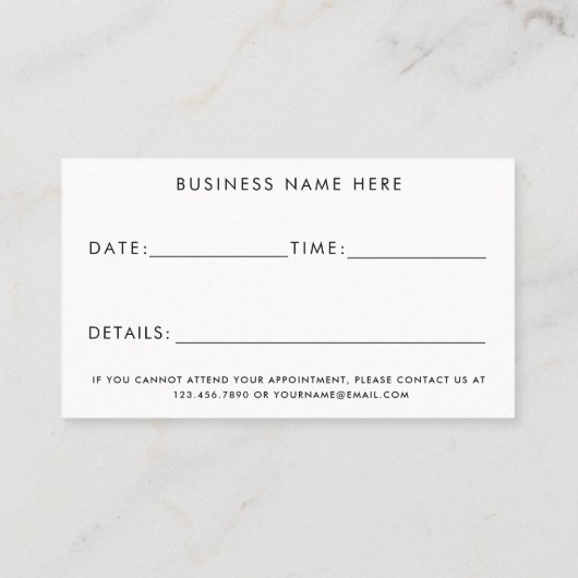 Modern elegant herinneringsscript voor afspraken (Achterkant)