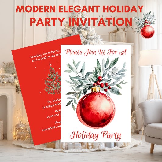 Modern Elegant Holiday Party Invitation