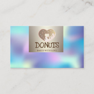 Modern Elegant, Holografisch, Donuts, Bakery Visitekaartje