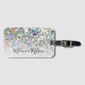 Modern elegant holographic Glitter Custom Girly Bagagelabel (Voorkant (horizontaal))