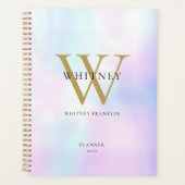 Modern Elegant Holographic Gold Monogram 2023 Planner (Voorkant)