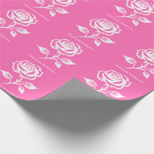 Modern Elegant Hot Pink en Roos Custom Name Cadeaupapier