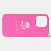 Modern Elegant Hot Pink en Roos Custom Name Case-Mate iPhone Case (Achterkant (horizontaal))