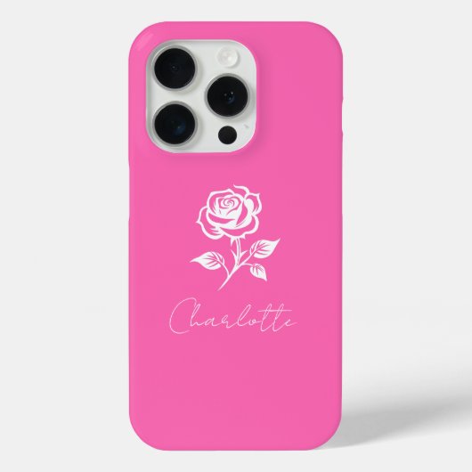 Modern Elegant Hot Pink en Roos Custom Name Case-Mate iPhone Case (Achterkant)