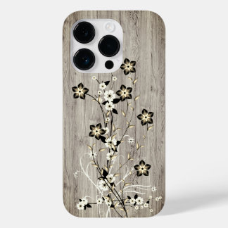 Modern elegant hout - bloemen - houten Case-Mate iPhone 14 pro hoesje