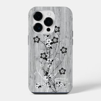 Modern elegant hout - bloemen - houten iPhone 14 plus hoesje