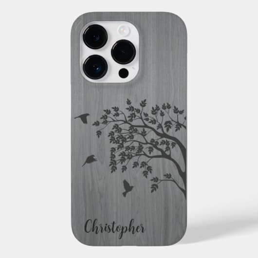 Modern elegant hout - boom en kraai - houten Case-Mate iPhone case (Achterkant)
